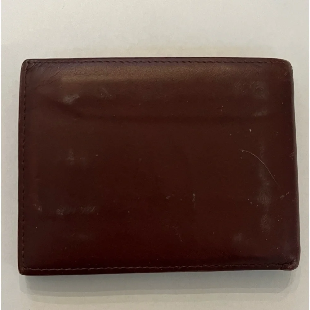 Vintage guess Mens passcase wallet buxton top grain cowhide brown